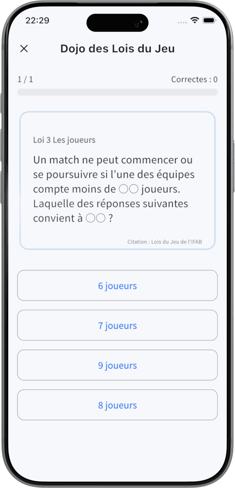 Écran de question à choix multiples