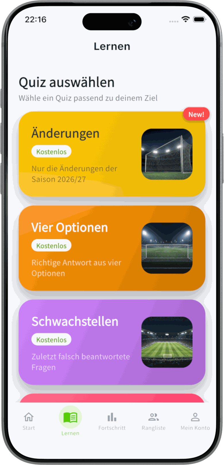 Auswahl der Trainingsmodi
